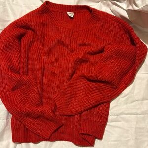 Garage Red Oversized Shaker Stitch Knit Sweater - Size P/S